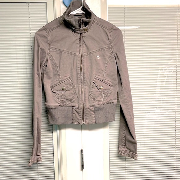 ABERCROMBIE AUTHENTIC VINTAGE GRAY COTTON BOMBER JUNIOR SIZE XL - Picture 3 of 10